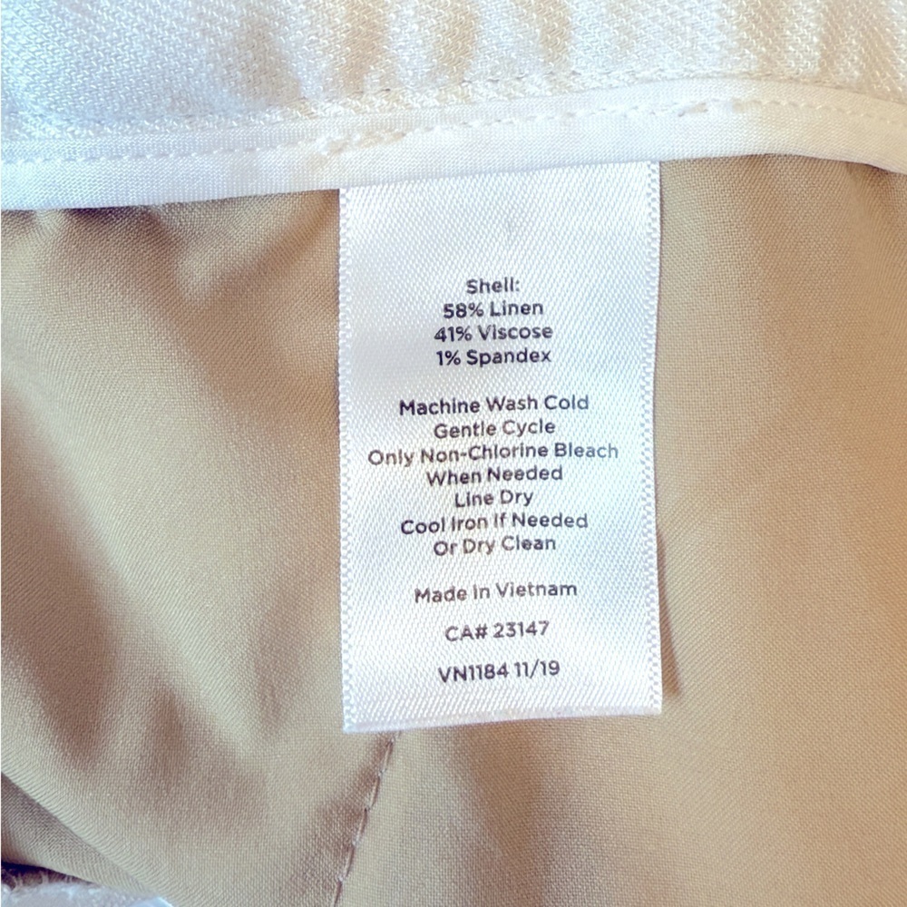 Talbots Linen Blend White Side Zip Button Palazzo Pants Wide Leg 12P #1405 - Picture 9 of 9
